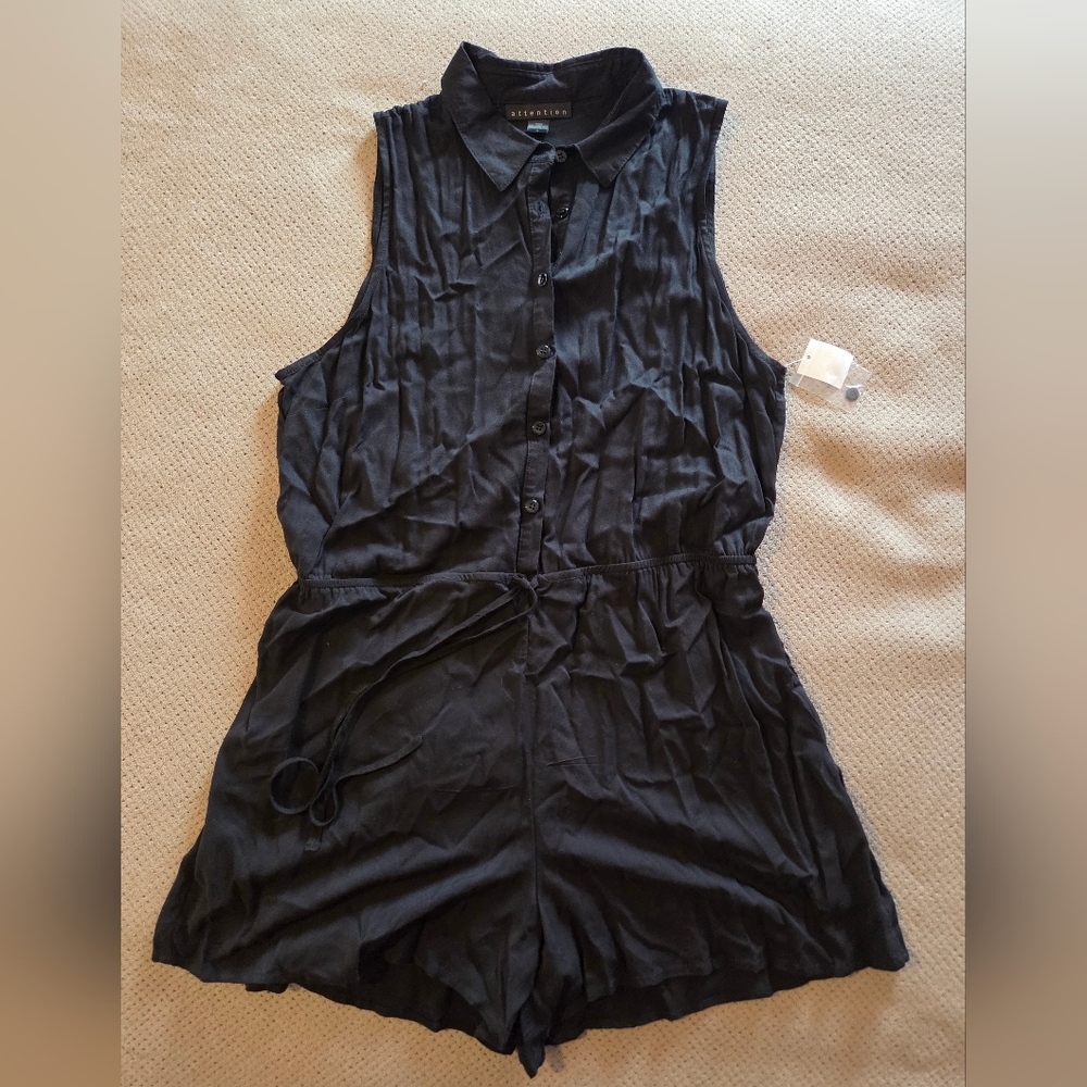 New attention women's large romper short sleeve & shorts one piece elastic waist